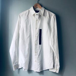 Banana Republic Linen Blend White Button Down